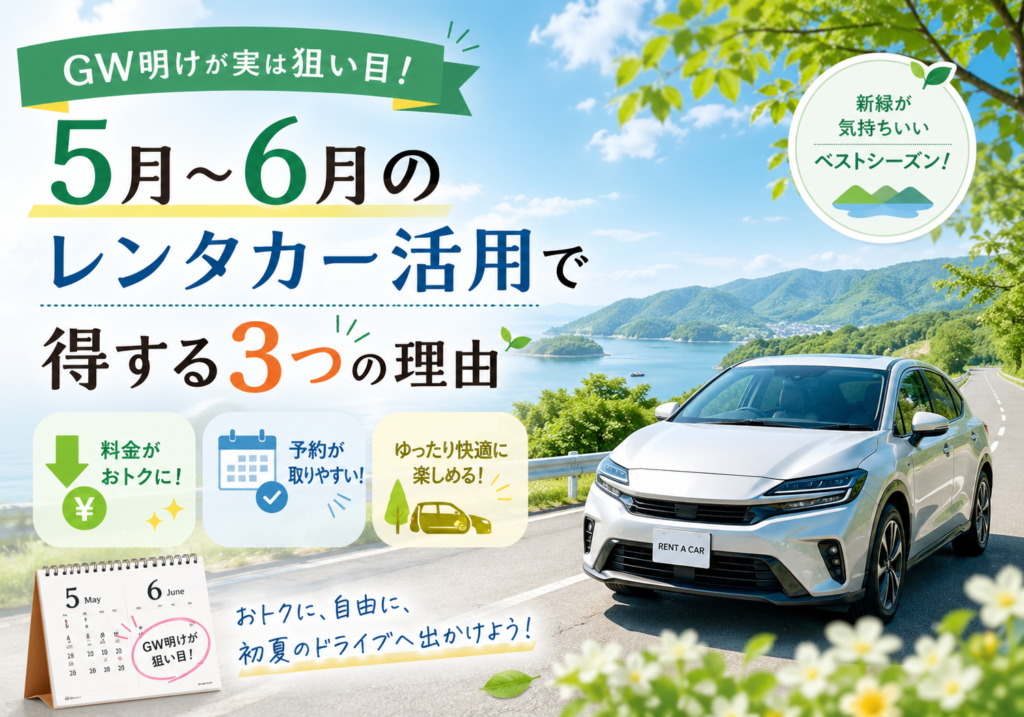 GW明けが実は狙い目！5月〜6月のレンタカー活用で得する3つの理由