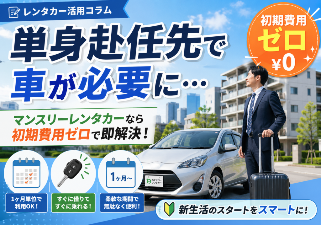 単身赴任先で車が必要に…マンスリーレンタカーなら初期費用ゼロで即解決！
