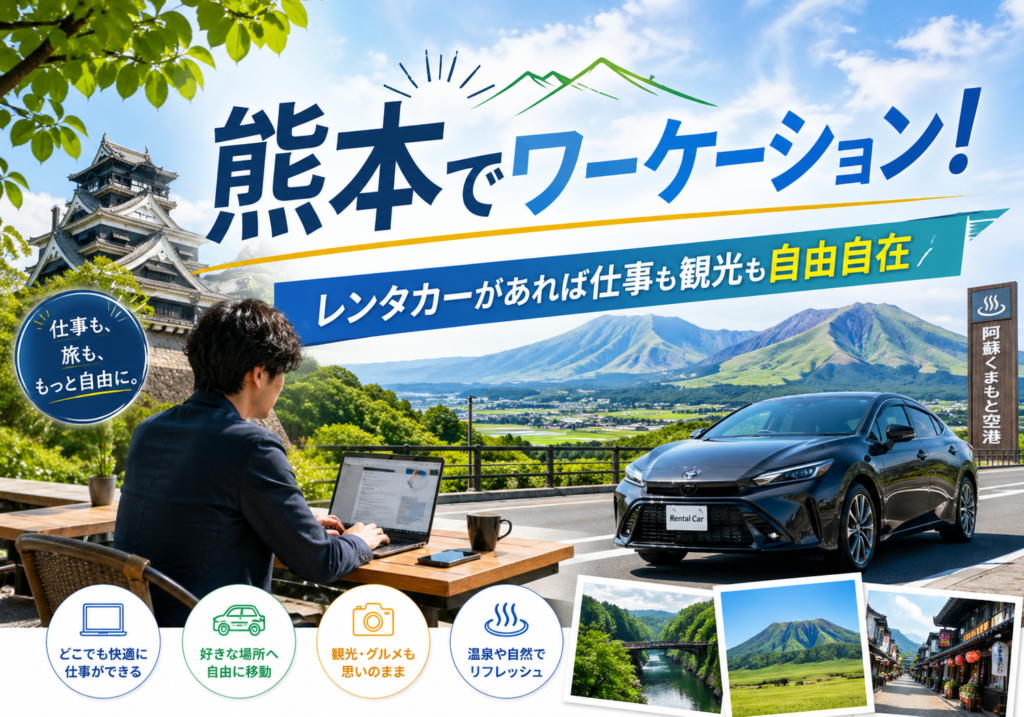 熊本でワーケーション！レンタカーがあれば仕事も観光も自由自在